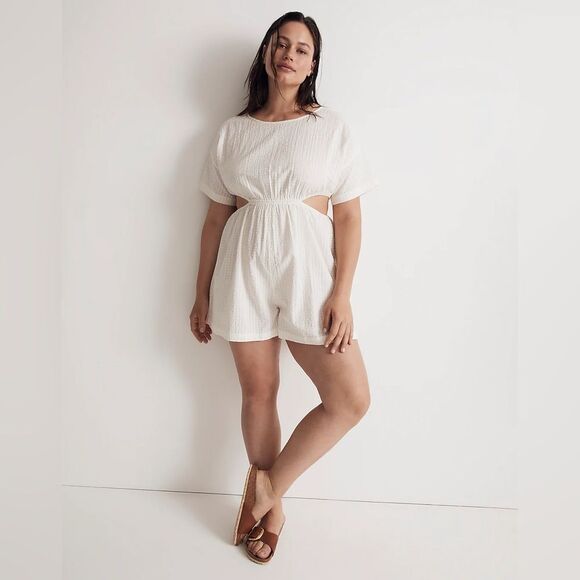 NWT Madewell Cutout Romper in Seersucker size XL - Picture 1 of 8